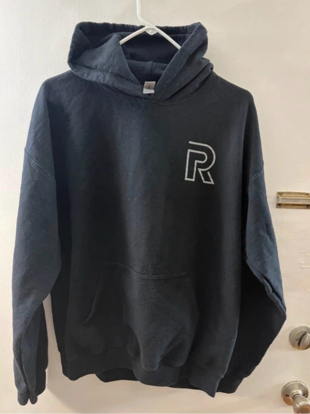 Gildan Black Men's Hooded Sweatshirt with White R Logo